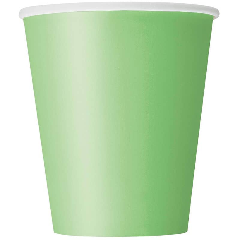 Paper Cups 8pk Lime Green Solid Colour 31376