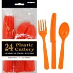 Assorted Cutlery 24pk Orange Solid Colour 3234