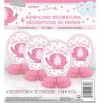 Umbrellaphant Baby Shower Girls Pink 4 Mini Honeycomb Decorations 15cm H (6″) 41670