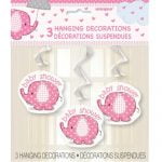 Umbrellaphant Baby Shower Girls Pink 3 Hanging Swirl Decorations 90cm L (36″) 41672