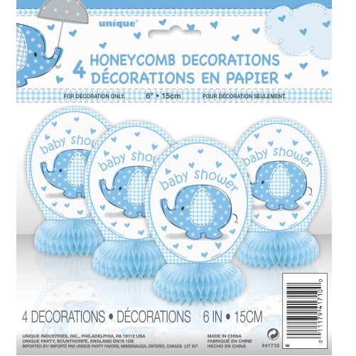Umbrellaphants Blue Baby Shower Accessories MINI HONYCMB X4 