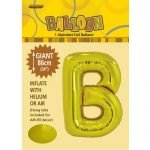 86CM (34″) Gold Letter B Giant Jumbo Alphabet Helium Foil Balloon 43161