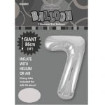 86CM (34″) Silver Number 7 Giant Jumbo Numeral Helium Foil Balloon 48297