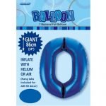 86CM (34″) Royal Blue Number 0 Giant Jumbo Numeral Helium Foil Balloon 48330