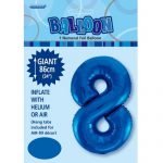 86CM (34″) Royal Blue Number 8 Giant Jumbo Numeral Helium Foil Balloon 48338