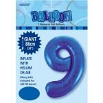 86CM (34″) Royal Blue Number 9 Giant Jumbo Numeral Helium Foil Balloon 48339