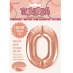 86CM (34″) Rose Gold Number 0 Giant Jumbo Numeral Helium Foil Balloon 50640