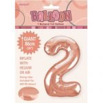 86CM (34″) Rose Gold Number 2 Giant Jumbo Numeral Helium Foil Balloon 50642