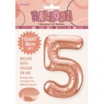 86CM (34″) Rose Gold Number 5 Giant Jumbo Numeral Helium Foil Balloon 50645