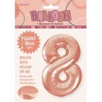 86CM (34″) Rose Gold Number 8 Giant Jumbo Numeral Helium Foil Balloon 50648