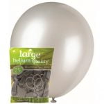 25pk Metallic Silver Solid Colour Latex Round Balloons 30cm Party Decorations MFBM-2567