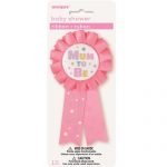 Mum To Be Award Ribbon Badge Baby Shower Girls Pink 13917