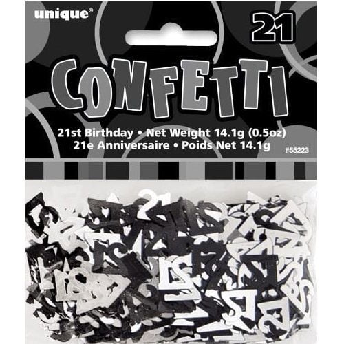 21st Birthday Confetti Table Decorations Glitz Black Silver