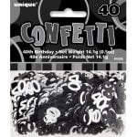 40th Birthday Confetti Table Decorations Glitz Black Silver 55225