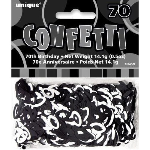 70th Birthday Confetti Table Decorations Glitz Black Silver 55229