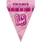 18th Birthday Bunting Flag Banner 3.6m Glitz Pink Silver 55292