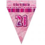 21st Birthday Bunting Flag Banner 3.6m Glitz Pink Silver 55293