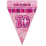 70th Birthday Bunting Flag Banner 3.6m Glitz Pink Silver 55299