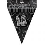 18th Birthday Bunting Flag Banner 3.6m Glitz Black Silver 55312