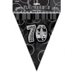 70th Birthday Bunting Flag Banner 3.6m Glitz Black Silver 55319