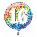 16th Birthday Rainbow Stars Foil Balloon 45cm 55780