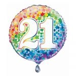 21st Birthday Rainbow Stars Foil Balloon 45cm 55782