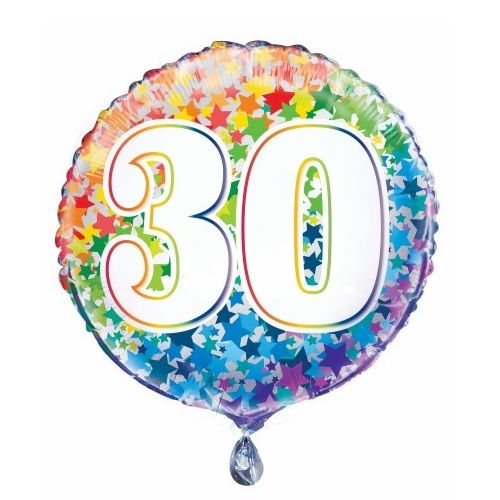 30th Birthday Rainbow Stars Foil Balloon Party Decorations - Nexta Party