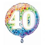40th Birthday Rainbow Stars Foil Balloon 45cm 55784