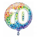 70th Birthday Rainbow Stars Foil Balloon 45cm 55787