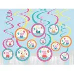 Hanging Swirl Spiral Decorations 12pk Peppa Pig 672626