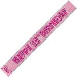 18th Birthday Glitz Pink Silver Foil Banner 3.6m 90112