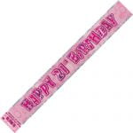 21st Birthday Glitz Pink Silver Foil Banner 3.6m 90113