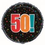 50th Birthday Cheer Black Foil Balloon 45cm 45825