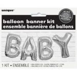 Letter Foil Balloons Banner Kit Baby Shower Unisex Silver 53676