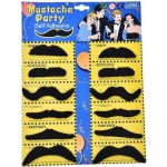 Black Fake Moustaches Mustaches Self-Adhesive Set 12pcs