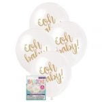 Latex Balloons 30CM 8pk Gold Stamped Oh Baby! Baby Shower 54920