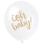 Latex Balloons 30CM 8pk Gold Stamped Oh Baby! Baby Shower 54920