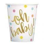 8pk Gold Foil Stamped Paper Cups Oh Baby! Baby Shower 73406