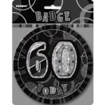 Jumbo 60th Birthday Badge 15CM Glitz Black 55287