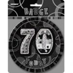 Jumbo 70th Birthday Badge 15CM Glitz Black 55289