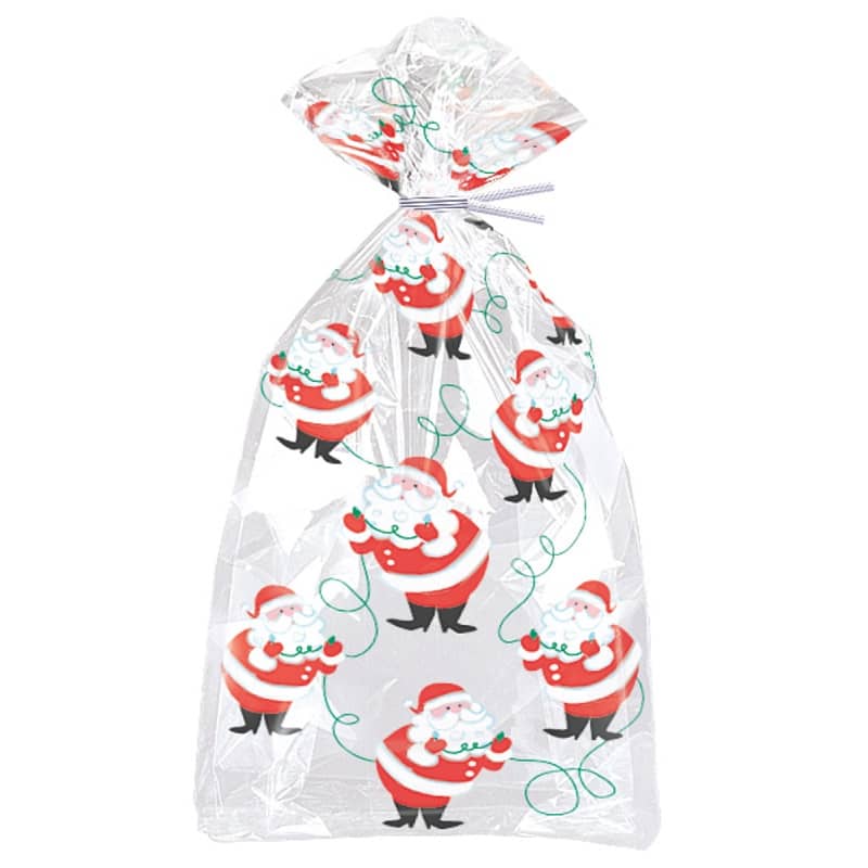 Cello Bags 20pk Christmas Santa Party Bags 13485