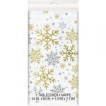 Table Cover Christmas Silver & Gold Holiday Snowflakes Tablecloth 77123