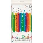 Table Cover Rainbow Ribbons Plastic Tablecloth 49563