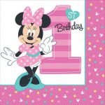 Lunch Napkins 16pk Disney Minnie Mouse Fun To Be One 1st Birthday Serviettes 511834