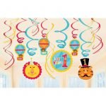 Hanging Swirls Circus Boy 1st Birthday Party Decorations Pack 679479