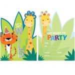 Party Invitations 8pk Animal Jungle Safari Zoo E5956