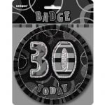 Jumbo Badge 15CM 30th Birthday Glitz Black Silver 55284