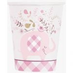 Paper Cups 8pk Floral Elephants Baby Shower Girls Pink 78376