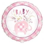 Foil Balloon 45CM Floral Elephants Baby Shower Girls Pink 78387
