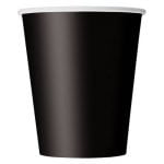 Paper Cups 8pk Black Solid Colour Party Tableware E6884